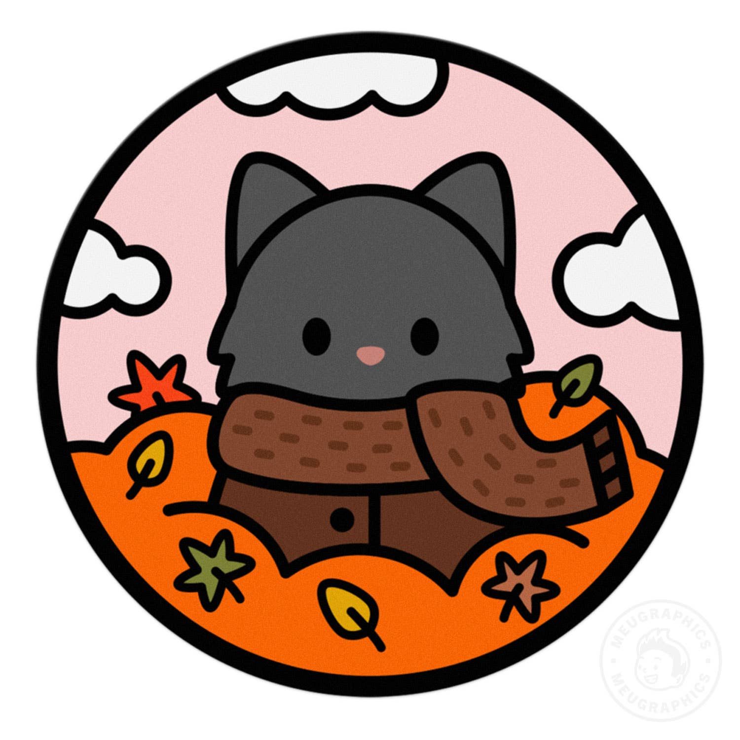Autumn Day Cat Vinyl Sticker