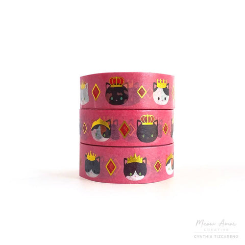 Royal Cats Pink Gold Foil Washi Tape