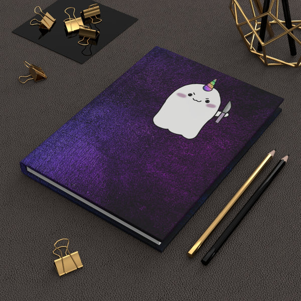 Purple & Blue Ombre Sparkle Glitter Effect Galaxy StabbyCorn Stabby AOP Hardcover Journal Matte || Starr Plans Exclusive