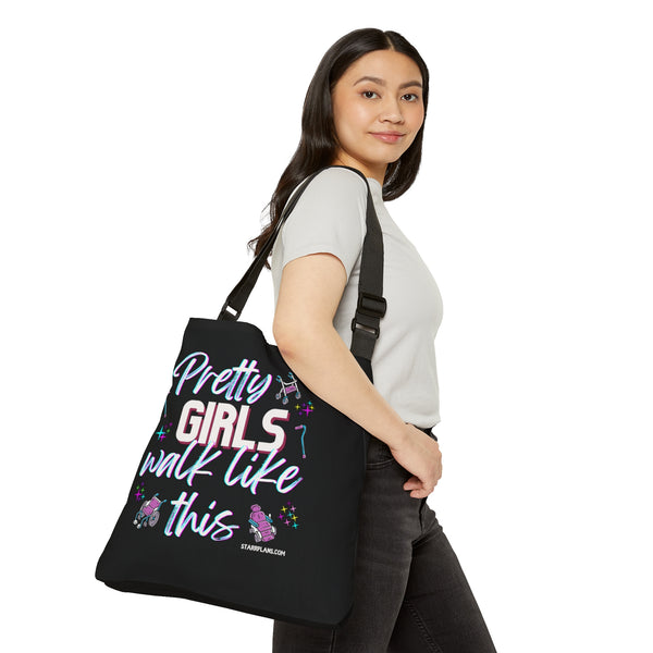 Pretty Girls Walk - Black  Adjustable Tote Bag (AOP) 2 Sizes