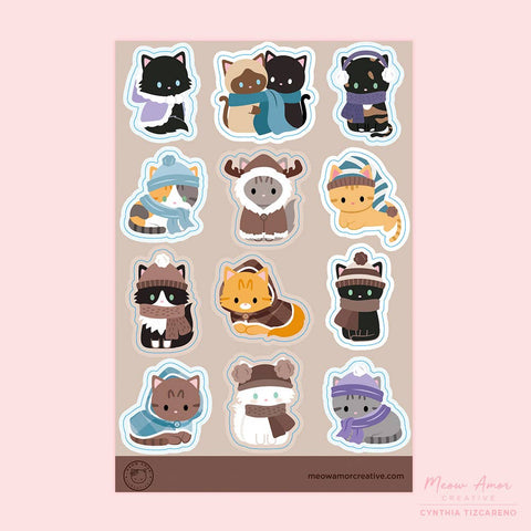 Cozy Cats Vinyl Sticker Sheet