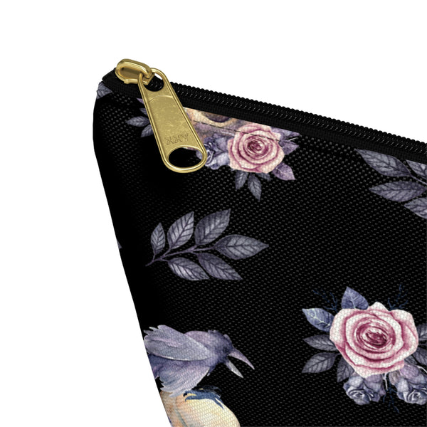 Floral Skull Accessory Pouch w T-bottom