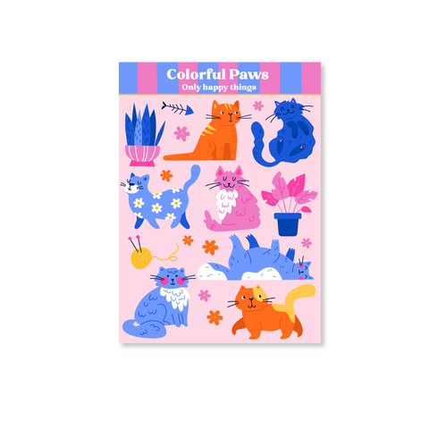 Stickersheet Colorful paws