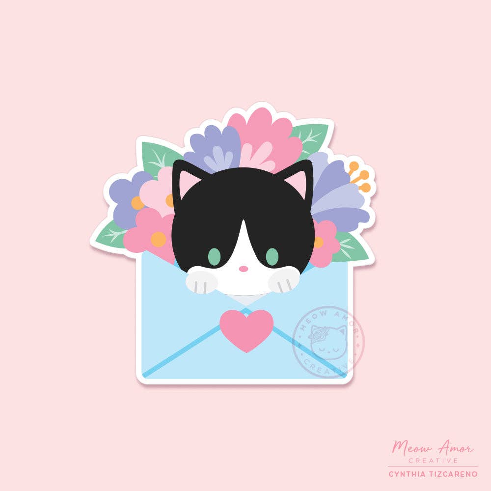 Tuxedo Cat Mail Vinyl Sticker