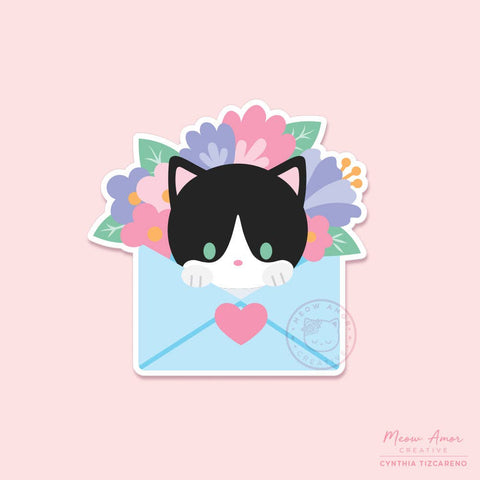 Tuxedo Cat Mail Vinyl Sticker