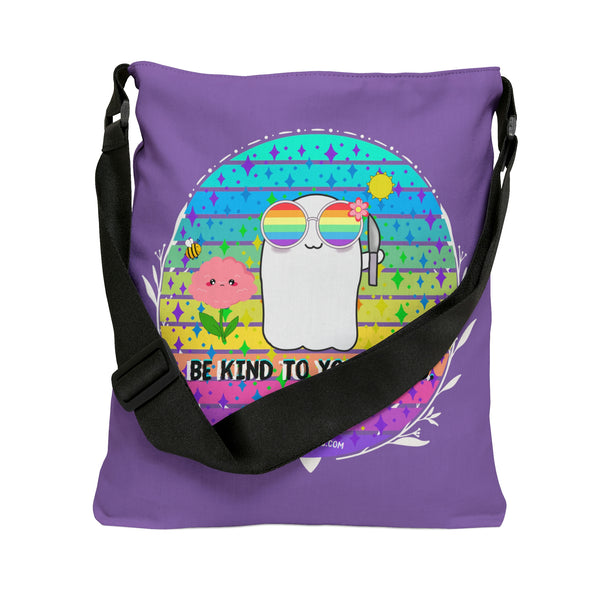 Stabby - Be Kind to Your Mind - Lavender Adjustable Tote Bag (AOP) - Two Sizes