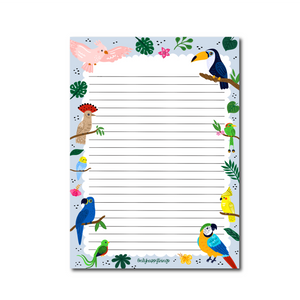 Double Sided Notepad - Tropical birds A5