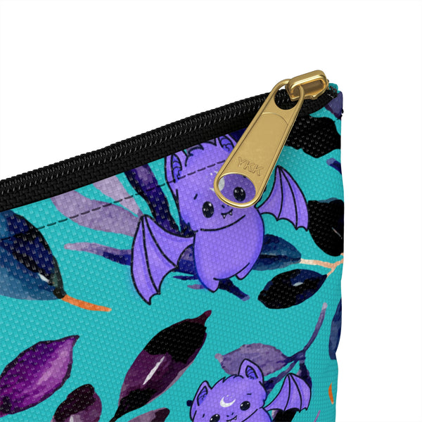 Teal Floral Pastel Goth Batty Accessory Pouch || Starr Plans Exclusive