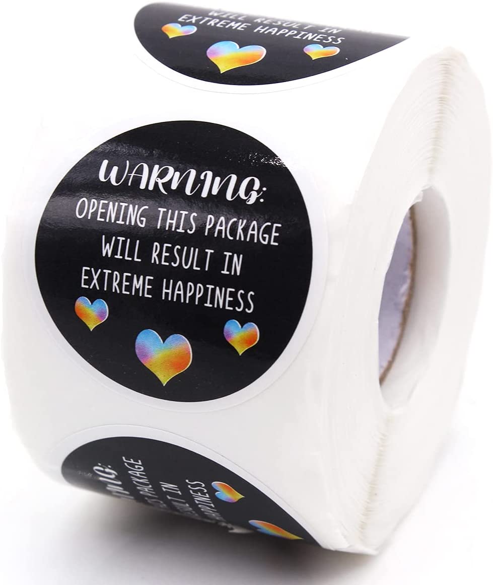 Happy Mail- Stickers || Black Warning: Opening this package will result in extreme happiness ||  Labels for Mail & Packages