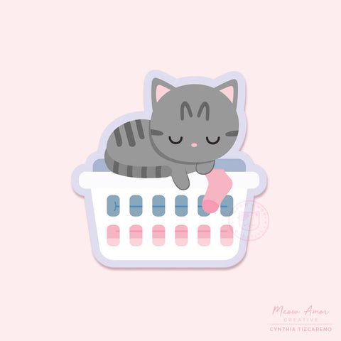 Meow Amor Creative - Sleepy Cat Laundry Vinyl Sticker