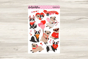 Valentines Day Stickers, Valentines Stickers, Kawaii Stickers, Dog Stickers, Valentine Kawaii Sticker, Girly Love Sticker, Valentines Day