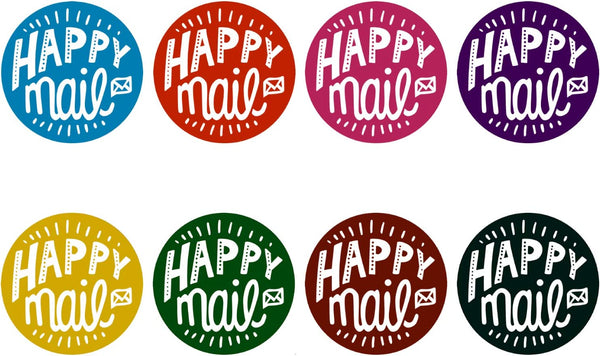 Happy Mail- Stickers - Happy Mail Colorful Circles Labels for Mail & Packages