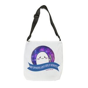 Stabby - No Spoons Left White  Adjustable Tote Bag (AOP) 2 Sizes