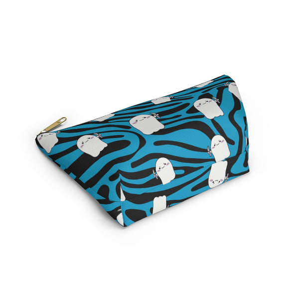 Blue Zebra Animal Print Stabby Accessory Pouch w T-bottom