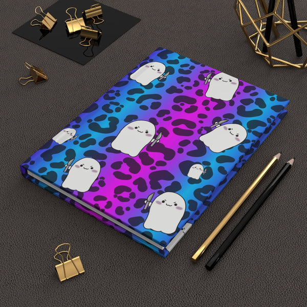 Pink & Blue Cheetah Animal Print Stabby Hardcover Journal Matte || Starr Plans Exclusive