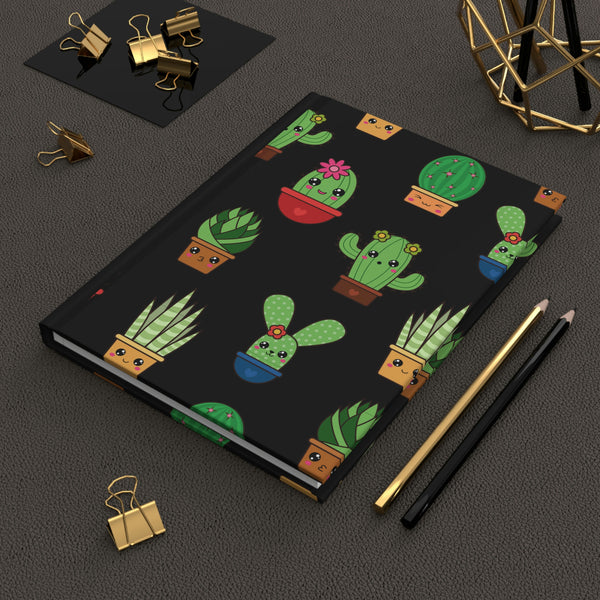 Kawaii Cactus - Black Hardcover Journal Matte || Starr Plans Exclusive