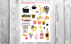 Movie Theatre Stickers, Pizza Stickers, Tacos Stickers, Food Stickers, Fries Stickers, Planner Stickers, Junk Food Sticker, Popcorn Stickers