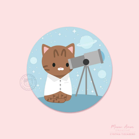 Astronomer Cat Vinyl Sticker