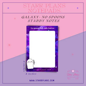 Celestial Galaxy with Stabby- No Spoons Left Notepad || Starr Plans Exclusive || Spooky