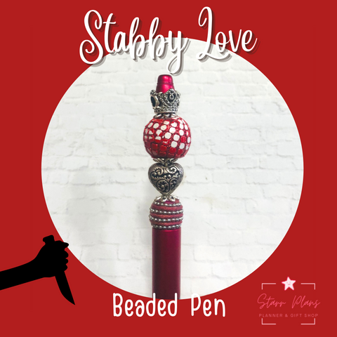 Beaded Pen || Bloody Valentine - "Stabby Love"|| Designed by Ximena Starr