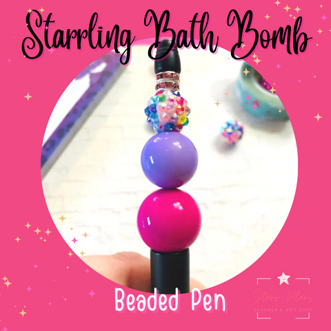 Beaded Pen || Pretty & Pink - Starrling Bath Bomb || Designed by Ximena Starr