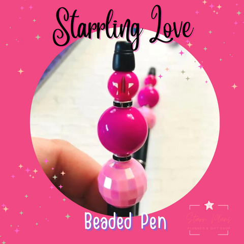 Beaded Pen || Pretty & Pink - "Starrling Love" || Designed by Ximena Starr