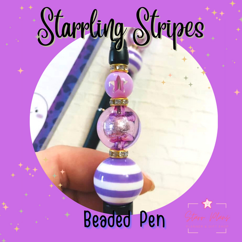 Beaded Pen || Lavender Fae - "Starrling Stripes" ||  Designed by Ximena Starr - 2022