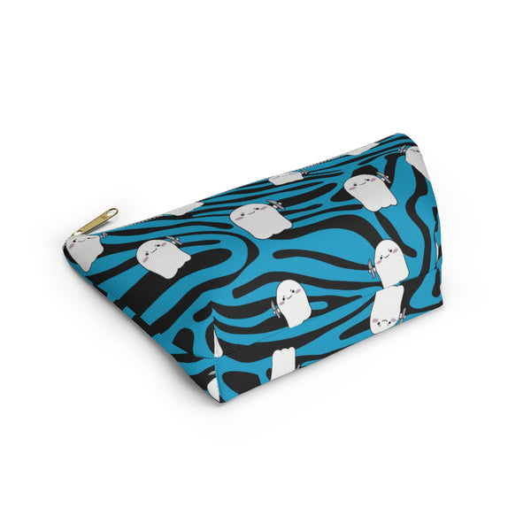 Blue Zebra Animal Print Stabby Accessory Pouch w T-bottom