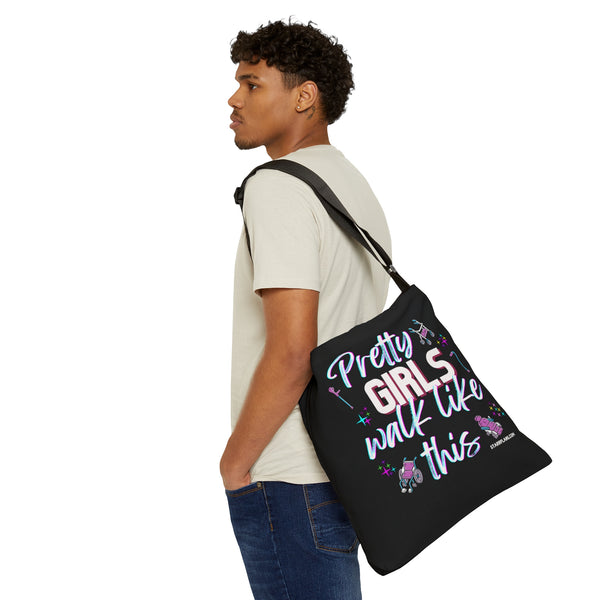 Pretty Girls Walk - Black  Adjustable Tote Bag (AOP) 2 Sizes