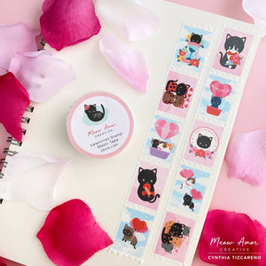 Valentines Day Cats Stamp Washi Tape