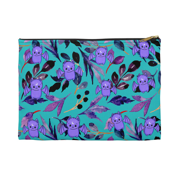 Teal Floral Pastel Goth Batty Accessory Pouch || Starr Plans Exclusive