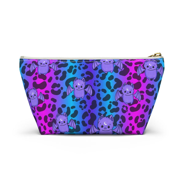 Pink & Blue Cheetah Print Batty Accessory Pouch w T-bottom