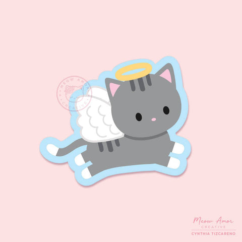 Tabby Cat Angel Vinyl Sticker