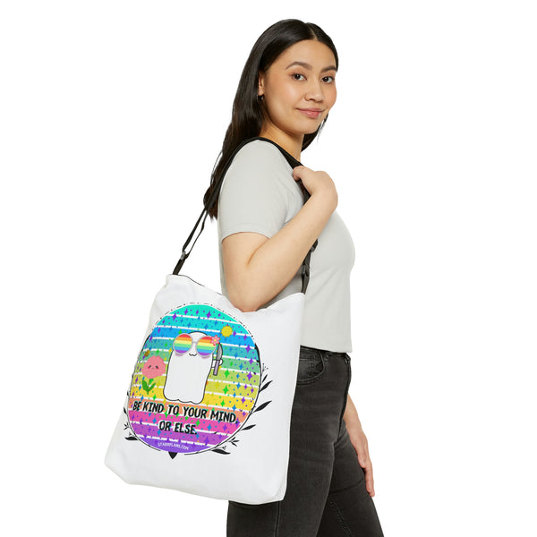Stabby - Be Kind to Your Mind White Adjustable Tote Bag (AOP) 2 Sizes