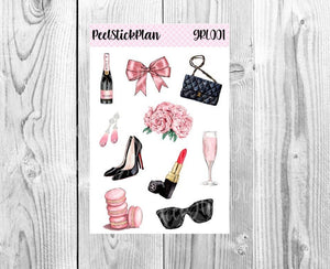 Girly Planner Stickers, Pink and Girly, Shopping Girl, Shopaholic, Shopping, Planner Stickers, Girly Stickers, Luxury Stickers, Lux Shopping