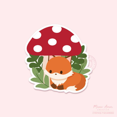 Mushroom Fox Vinyl Sticker