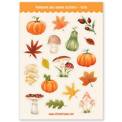 Pumpkins & Leaves Stickers (S018)