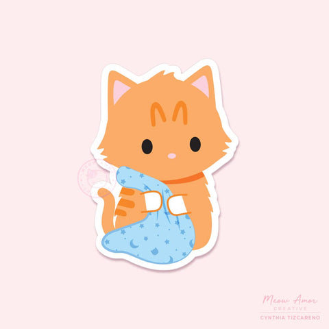 Orange Tabby Kitten Vinyl Sticker