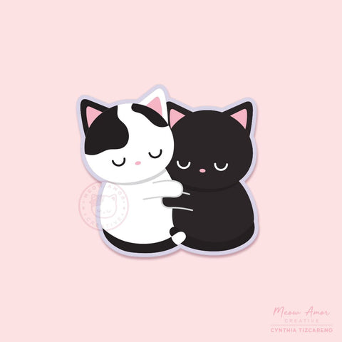 Hugging Cats Vinyl Sticker