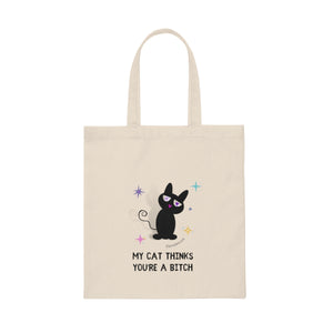 My Cat Thinks Canvas Tote Bag