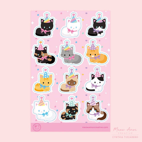 Party Cats Vinyl Sticker Sheet