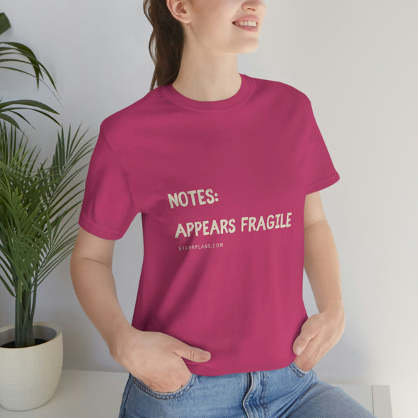Dr Notes: Appears Fragile Unisex Jersey Short Sleeve Tee