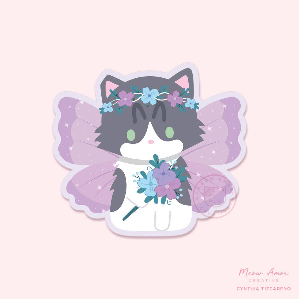 Meadow Fairy Cat Vinyl Sticker
