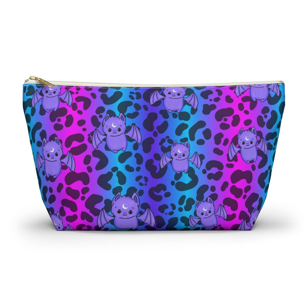 Pink & Blue Cheetah Print Batty Accessory Pouch w T-bottom