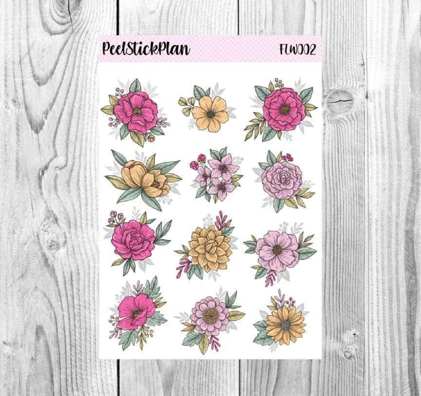 Floral Stickers, Spring Stickers, Spring Florals, Spring Flowers, Planner Stickers, Journaling Stickers, Pink Flowers, Pink Florals,