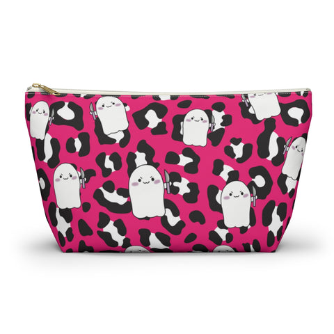 Pink Cheetah Animal Print Stabby Accessory Pouch w T-bottom