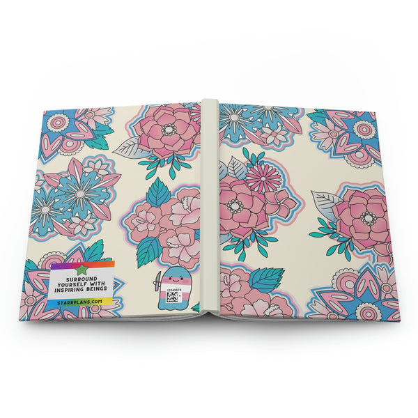 Floral- Trans Flag Colors -  CREAM - Hardcover Journal Matte || Starr Plans Exclusive