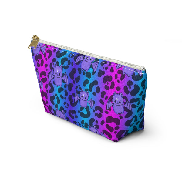 Pink & Blue Cheetah Print Batty Accessory Pouch w T-bottom