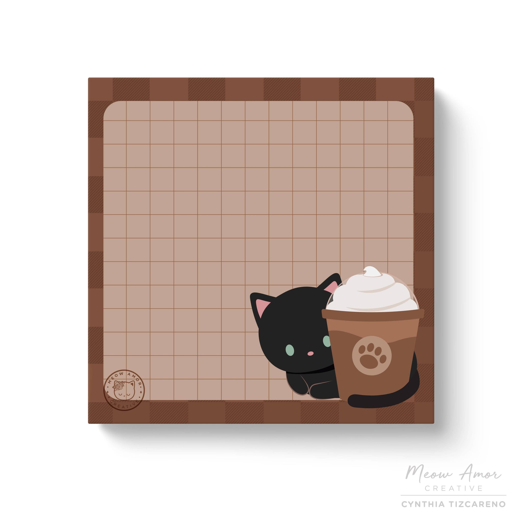 Coffee Black Cat Grid Sticky notes