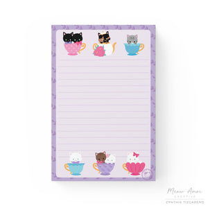 Tea Party Cats Lined Notepad